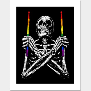 Skeleton Drummer Gay Pride LGBT-Q  Drum Posters and Art